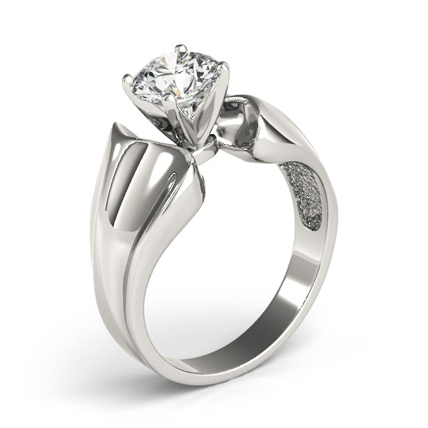 Sculpted Solitaires Any Shape Round Diamond Engagement Ring — 9K/18K Gold & Platinum