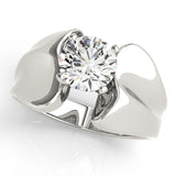 Sculpted Solitaires Any Shape Round Diamond Engagement Ring — 9K/18K Gold & Platinum