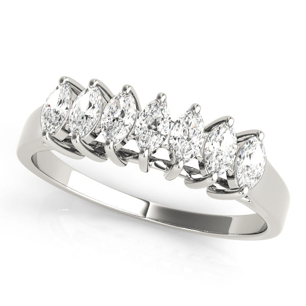 Fancy Marquise Half Eternity Ring in Gold & Platinum