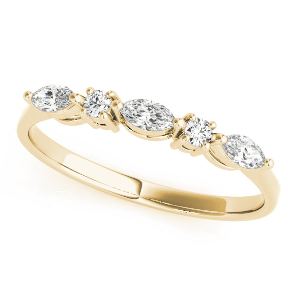 Alternating Round & Marquise Half Eternity Ring in Gold & Platinum