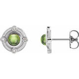 Peridot & Diamond Round Stud Earrings in Gold and Platinum