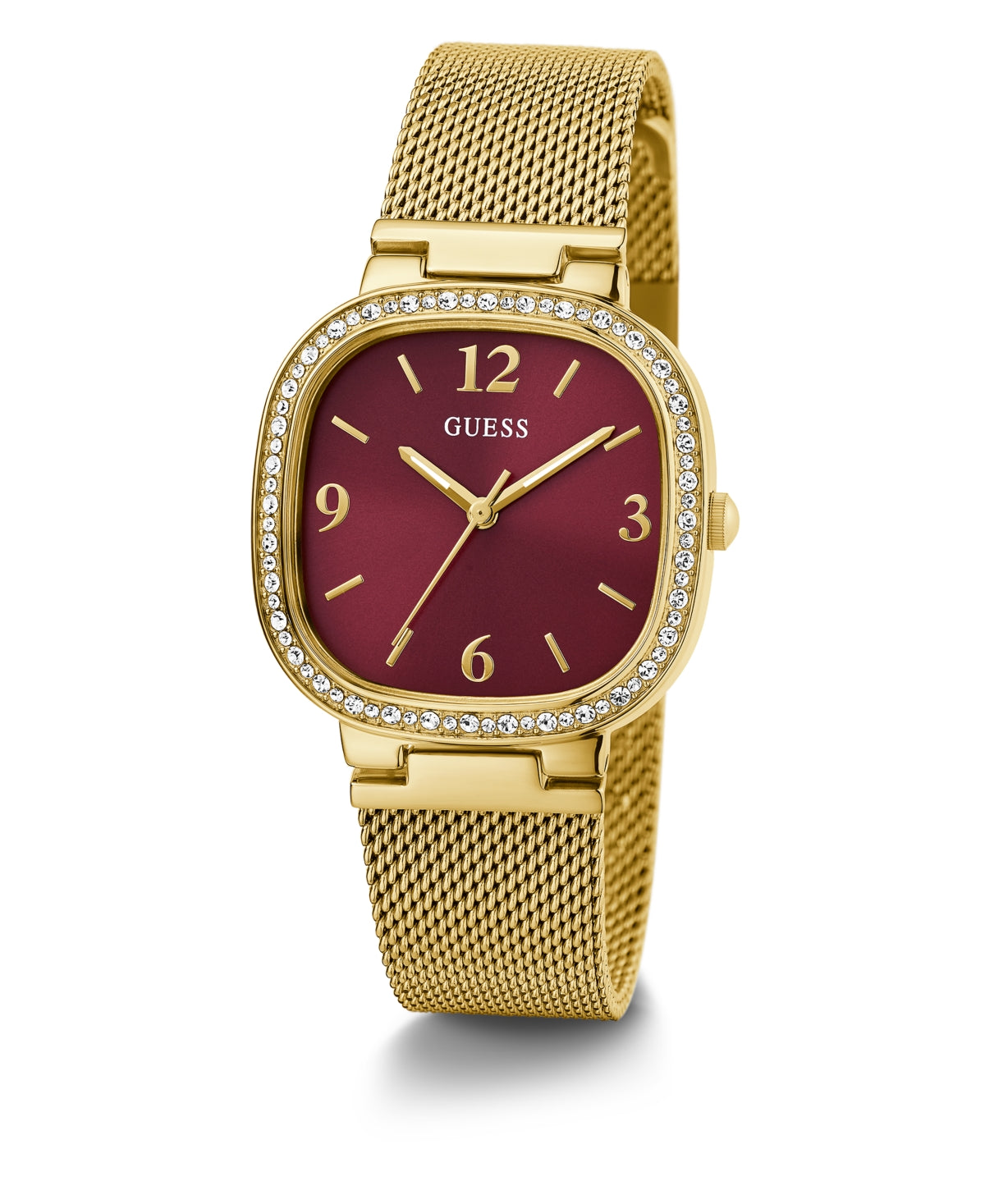 Guess Damen-Analoguhr aus goldfarbenem Edelstahl-Mesh