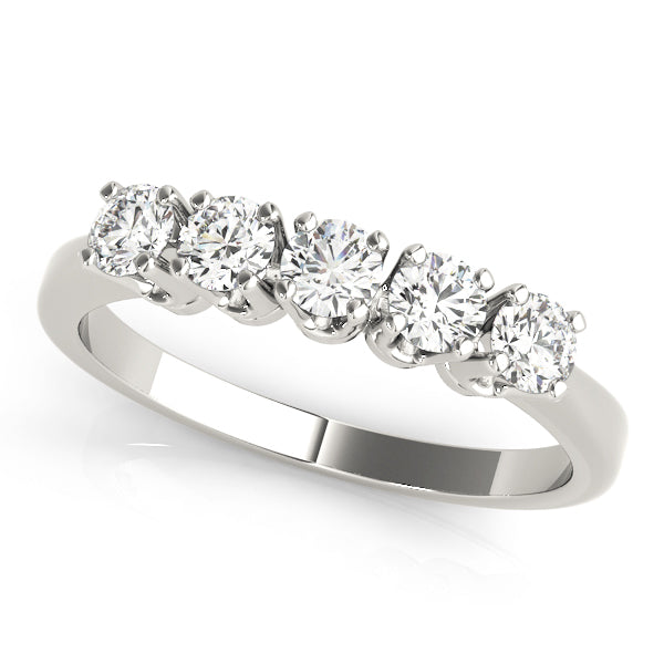 Prong Set Half Eternity Ring in Gold & Platinum