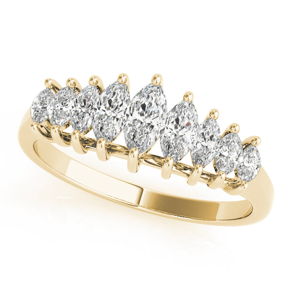 Fancy Marquise Half Eternity Ring in Gold & Platinum