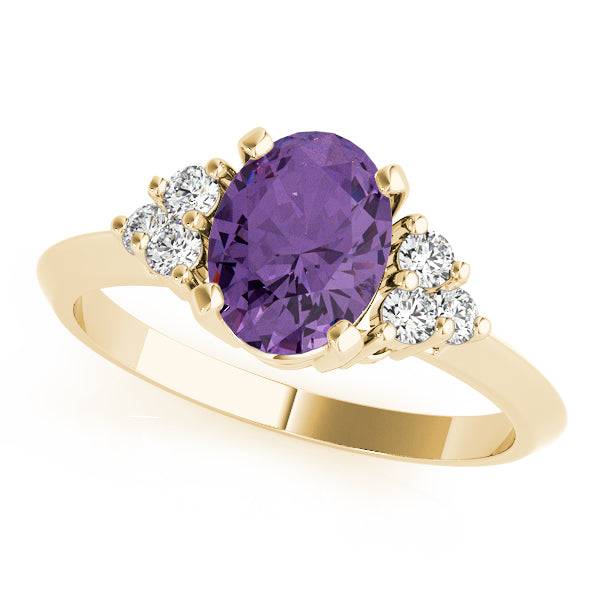 Iconic Color Rings Oval Diamond Engagement Ring — 9K/18K Gold & Platinum