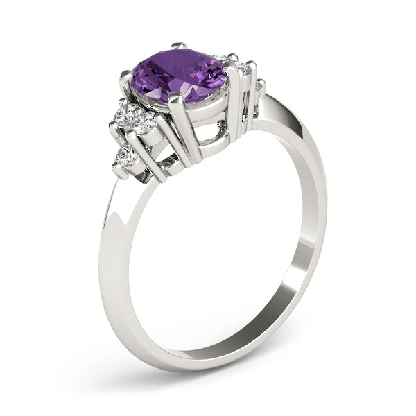 Iconic Color Rings Oval Diamond Engagement Ring — 9K/18K Gold & Platinum