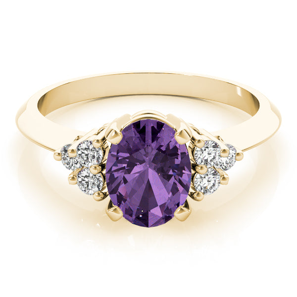 Iconic Color Rings Oval Diamond Engagement Ring — 9K/18K Gold & Platinum