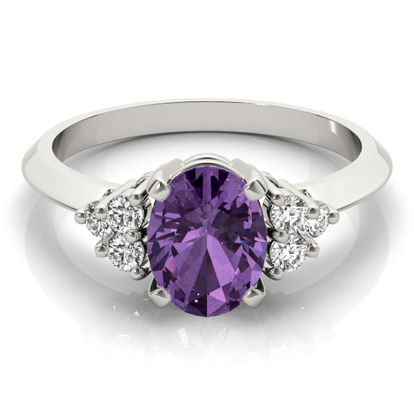 Iconic Color Rings Oval Diamond Engagement Ring — 9K/18K Gold & Platinum