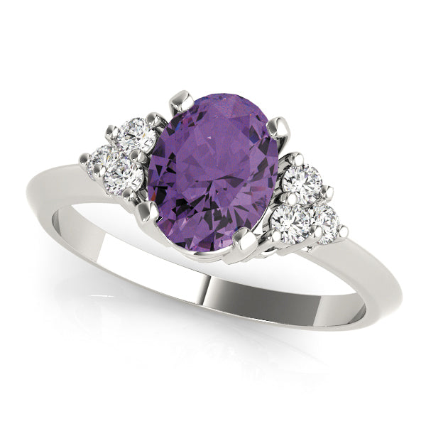 Iconic Color Rings Oval Diamond Engagement Ring — 9K/18K Gold & Platinum