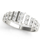 Double Row Bar Set Half Eternity Ring in Gold & Platinum
