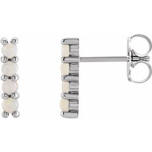 Ethiopian Opal Round Bar Earrings in Gold and Platinum