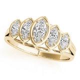 Bezel Set Marquise Half Eternity Ring in Gold & Platinum