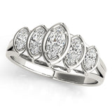 Bezel Set Marquise Half Eternity Ring in Gold & Platinum