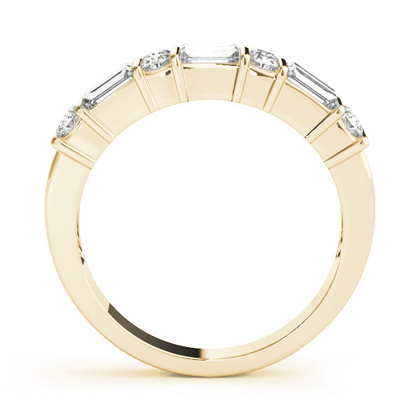 Bar Set Fancy Baguette Half Eternity Ring in Gold & Platinum