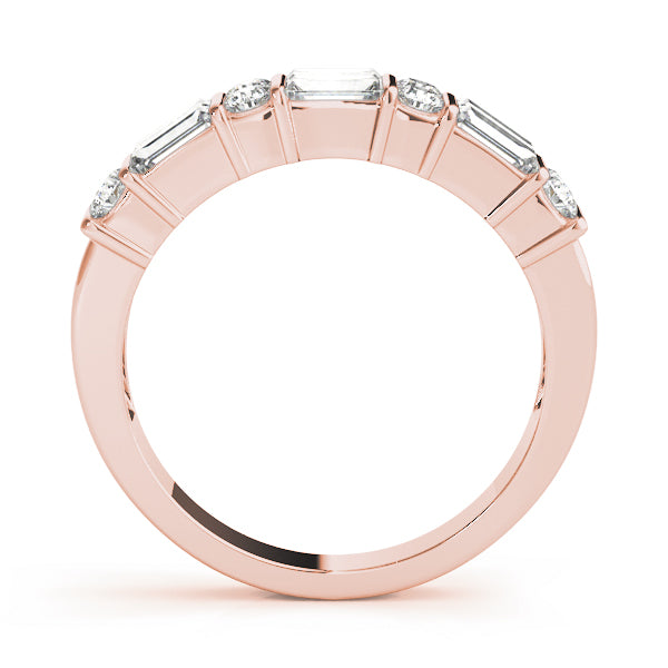 Bar Set Fancy Baguette Half Eternity Ring in Gold & Platinum