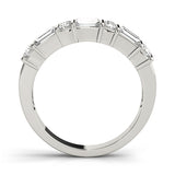 Bar Set Fancy Baguette Half Eternity Ring in Gold & Platinum