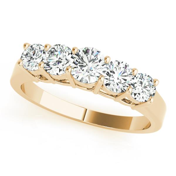 5-Stone Prong Set Half Eternity Ring in Gold & Platinum