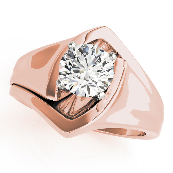 Crowned Solitaires Any Shape Round Diamond Engagement Ring — 9K/18K Gold & Platinum