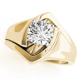 Crowned Solitaires Any Shape Round Diamond Engagement Ring — 9K/18K Gold & Platinum