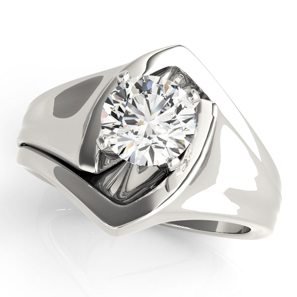 Crowned Solitaires Any Shape Round Diamond Engagement Ring — 9K/18K Gold & Platinum