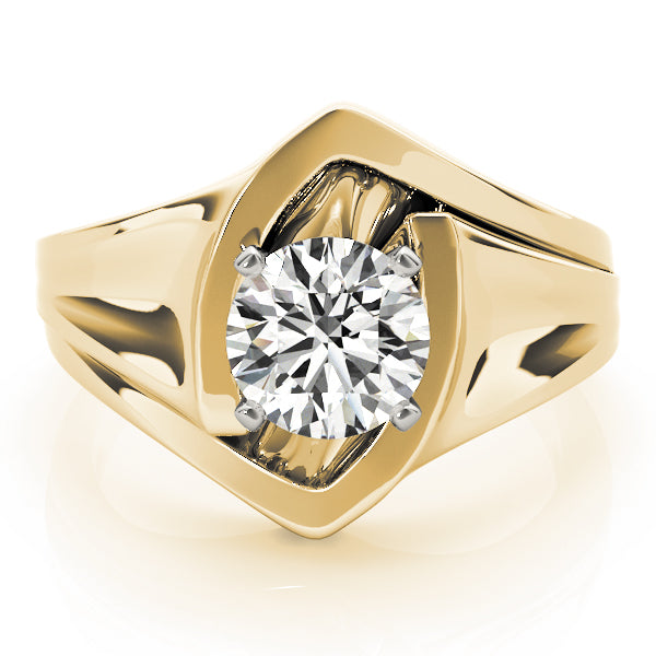 Crowned Solitaires Any Shape Round Diamond Engagement Ring — 9K/18K Gold & Platinum
