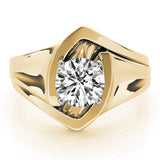 Crowned Solitaires Any Shape Round Diamond Engagement Ring — 9K/18K Gold & Platinum