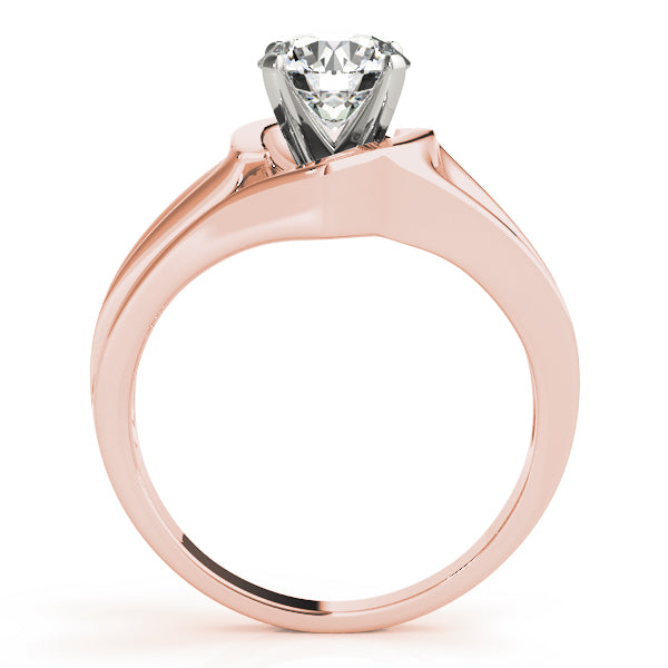 Crowned Solitaires Any Shape Round Diamond Engagement Ring — 9K/18K Gold & Platinum
