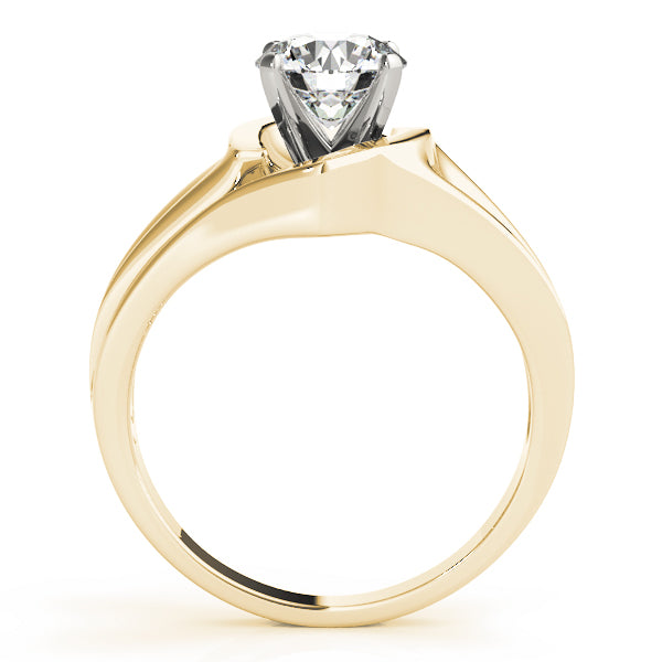 Crowned Solitaires Any Shape Round Diamond Engagement Ring — 9K/18K Gold & Platinum