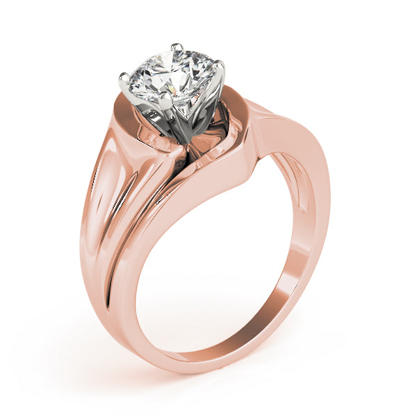 Crowned Solitaires Any Shape Round Diamond Engagement Ring — 9K/18K Gold & Platinum