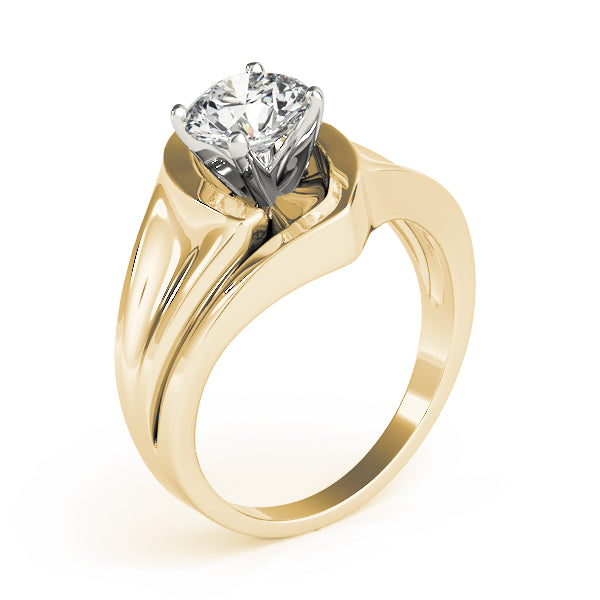 Crowned Solitaires Any Shape Round Diamond Engagement Ring — 9K/18K Gold & Platinum