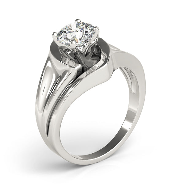 Crowned Solitaires Any Shape Round Diamond Engagement Ring — 9K/18K Gold & Platinum