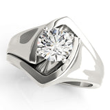 Crowned Solitaires Any Shape Round Diamond Engagement Ring — 9K/18K Gold & Platinum