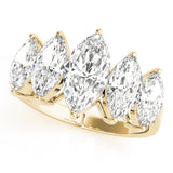 Fancy Marquise Half Eternity Ring in Gold & Platinum