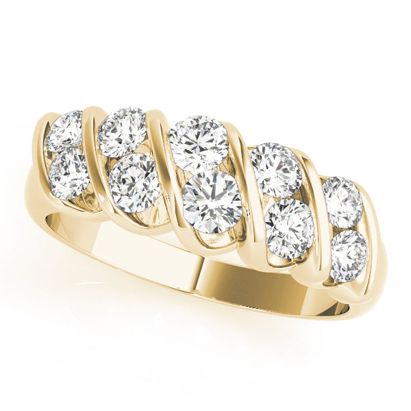 S Bands Half Eternity Ring in Gold & Platinum