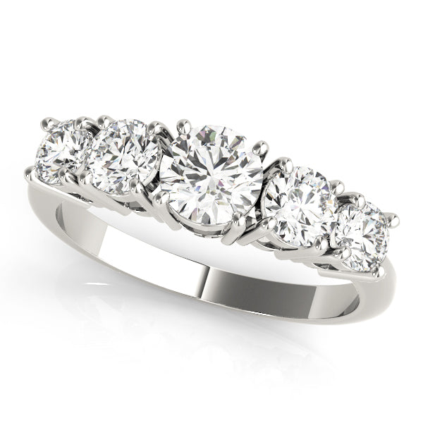 5-Stone Prong Set Half Eternity Ring in Gold & Platinum