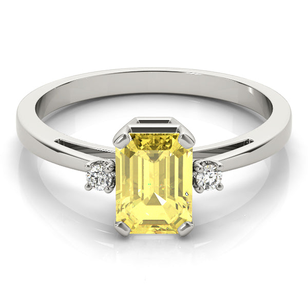 Elegant Color Rings Emerald Diamond Engagement Ring — 9K/18K Gold & Platinum