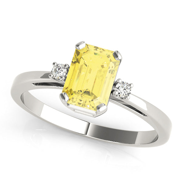 Elegant Color Rings Emerald Diamond Engagement Ring — 9K/18K Gold & Platinum
