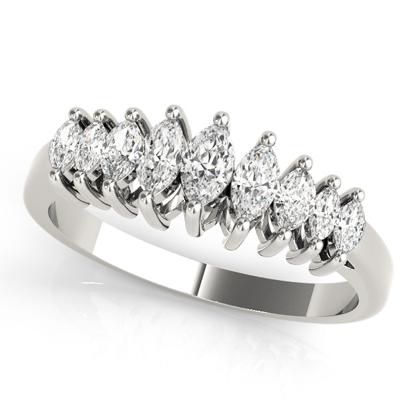 Fancy Marquise Half Eternity Ring in Gold & Platinum