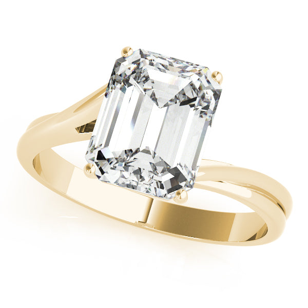 Lab-Grown Emerald Cut Diamond Four-Prong Solitaire Engagement Ring.