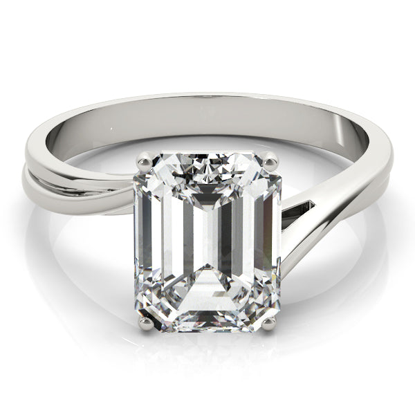 Lab-Grown Emerald Cut Diamond Four-Prong Solitaire Engagement Ring.