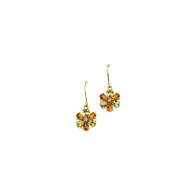 Multi-Gemstone & Diamond Pear Floral Stud Earrings in Gold and Platinum