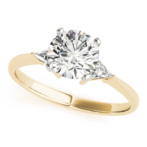 Regal Three-Stone Trillion Diamond Engagement Ring — 9K/18K Gold & Platinum