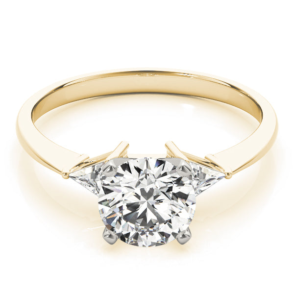 Regal Three-Stone Trillion Diamond Engagement Ring — 9K/18K Gold & Platinum