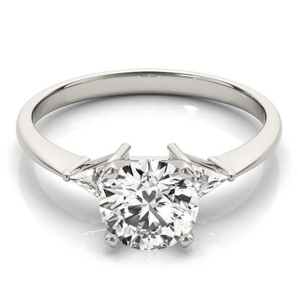 Regal Three-Stone Trillion Diamond Engagement Ring — 9K/18K Gold & Platinum