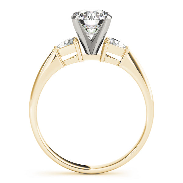 Regal Three-Stone Trillion Diamond Engagement Ring — 9K/18K Gold & Platinum