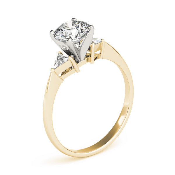 Regal Three-Stone Trillion Diamond Engagement Ring — 9K/18K Gold & Platinum