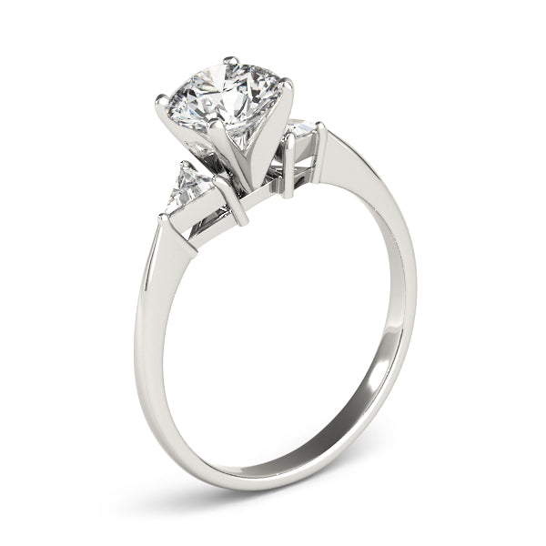 Regal Three-Stone Trillion Diamond Engagement Ring — 9K/18K Gold & Platinum