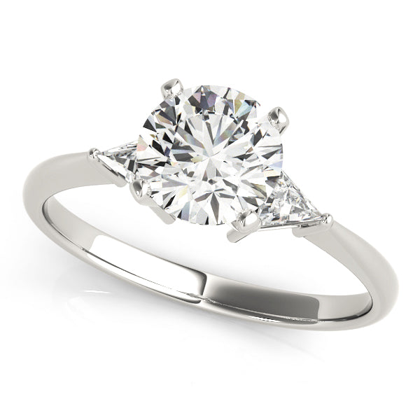 Regal Three-Stone Trillion Diamond Engagement Ring — 9K/18K Gold & Platinum