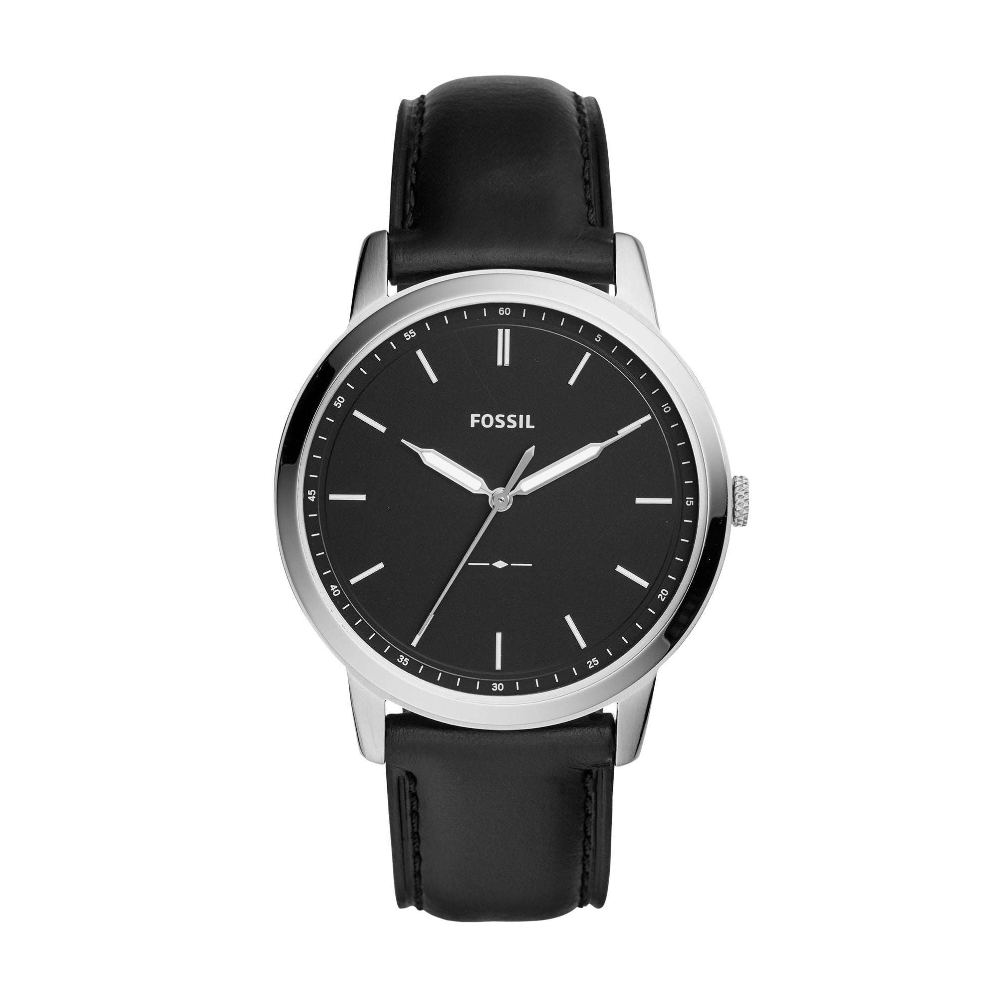 Fossil Minimalist Black Dial Men's Three-Hand Stainless Steel Watch