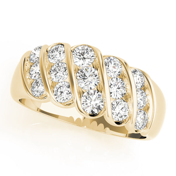 S Bands Half Eternity Ring in Gold & Platinum
